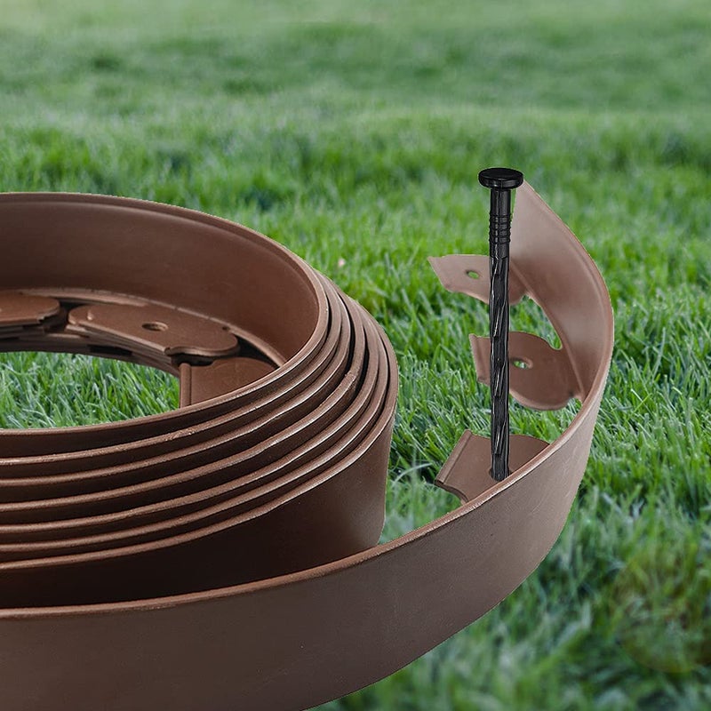 Yowlieu 20 Ft Landscape Edging Kit  Brown Garden Edging Border with 20 Edging Plastic Stakes  Landscaping Edging Roll for Flower Bed Lawn Driveway Yard - Image 5